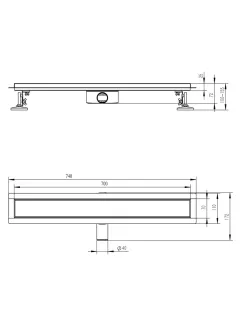 Душевой лоток Raglo R652.70.09 70 см графит